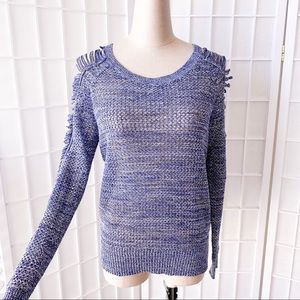 IRO Blue Yana Slashed Sleeves Pullover Sweater
